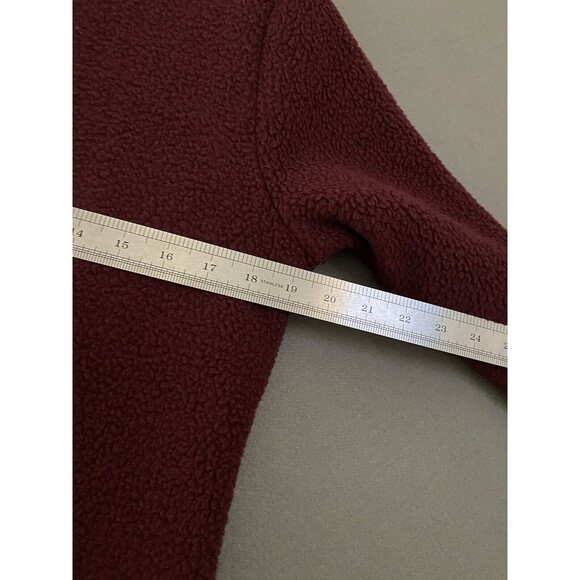 Denim‎ & Co Sherpa Jacket Womens Size XXS Dark Burgundy Long Length Warm Button - Picture 11 of 14